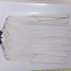 White sheer lace blouse, size S